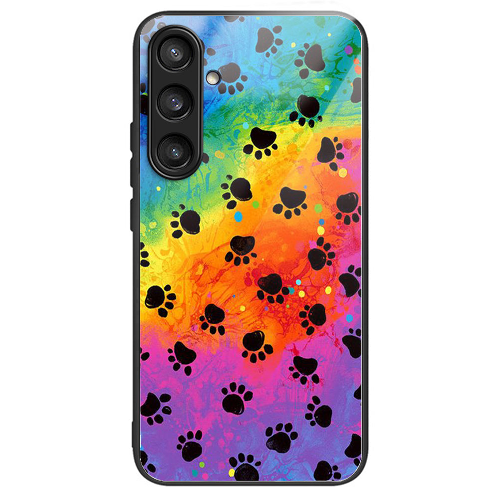 For Samsung Galaxy S23 FE Tempered Glass+TPU Case Protective Phone Cover - Footprint For Samsung Galaxy S23 FE Tempered Glass+TPU Case Protective Phone Cover - Footprint